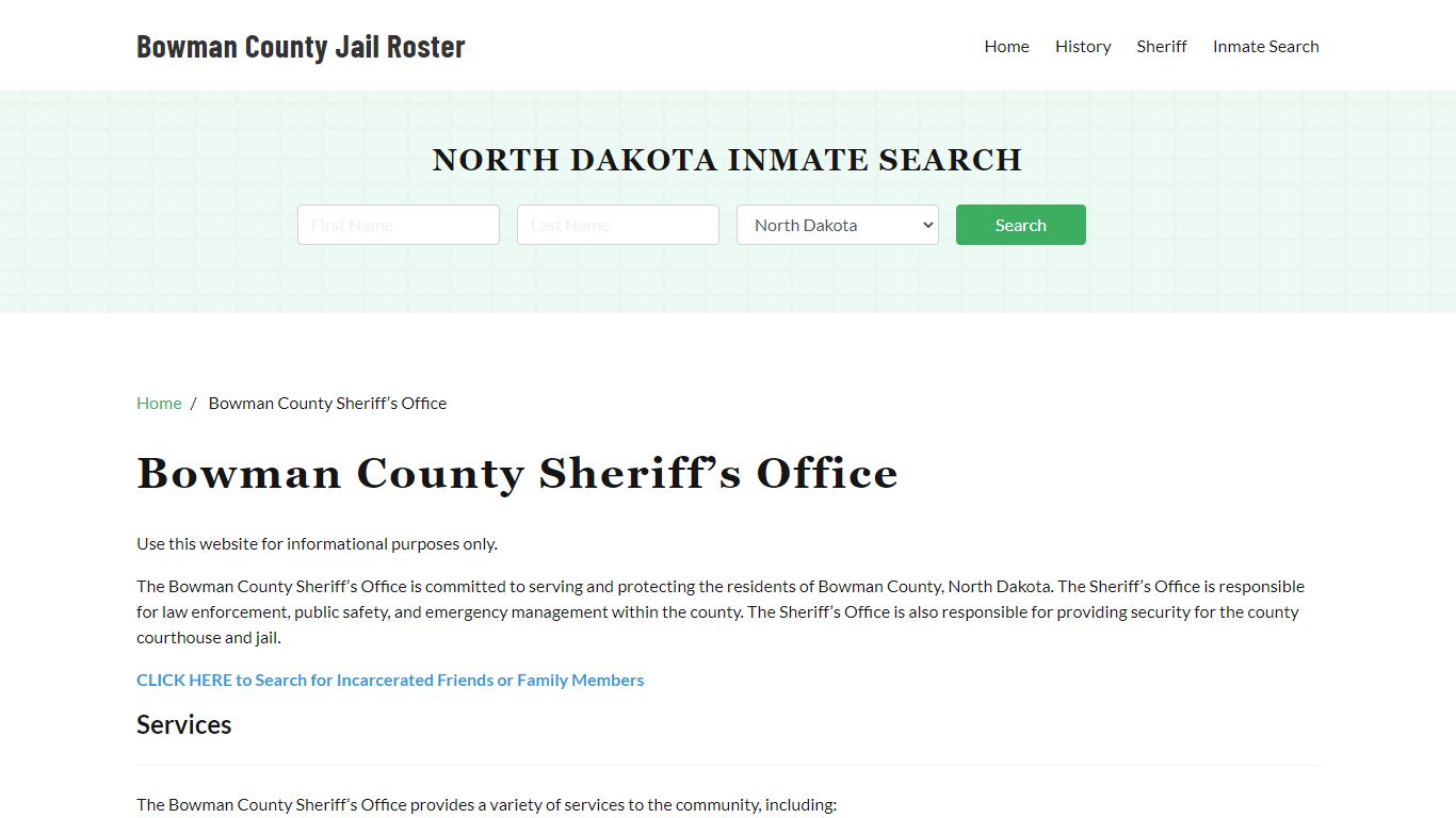 Bowman County Sheriff Office, ND, Arrest Warrants Search