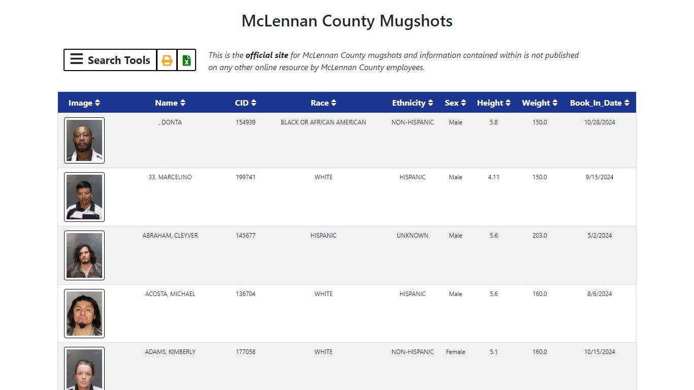 McLennan County Mugshots Application